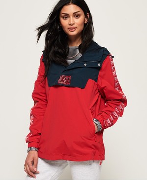 Superdry 90's Colour Block Overhead Női Kabát Piros | SJFPT0785